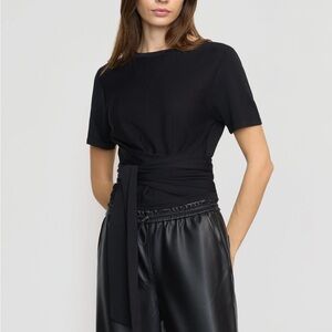 Modern Citizen Jude Cropped Tie Front Top in Black Women's Size XS